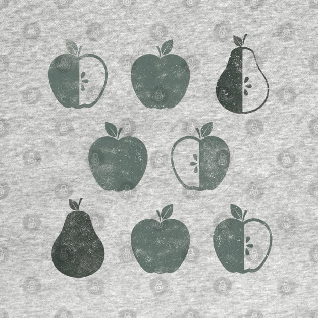 Distressed Apples and Pears in Weathered Grey by latheandquill